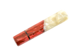 The Made in Turkey Custom Wa-Handle #604 - 139mm (Standard) features a marbled red and black lower half, cream upper half, and a slim metallic band, reminiscent of an epoxy handle, shown on a white background.