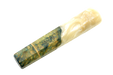 The Custom Wa-Handle #608 - 140mm (Standard) by Made in Turkey features a cylindrical design with marbled cream-white blending into greenish tones with gold and brown swirls, reminiscent of amboyna wood, shown on a white background.