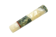 The Custom Wa-Handle #609 - 135mm (Standard) by Made in Turkey, crafted from creamy ivory and green marbled stone with a striking red band, is displayed elegantly on a white background.