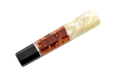 The Made in Turkey Custom Wa-Handle #613 (139mm) features a rectangular design with three polished sections: black end, amboyna epoxy wood grain middle, and cream-colored pearlescent top.