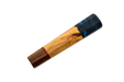 Le manche Wa personnalisé n° 617 (139 mm), fabriqué en Turquie, présente des sections en bois clair et foncé, ainsi qu'un embout en époxy bleu marbré brillant, le tout mis en valeur sur un fond blanc.