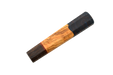 The Custom Wa-Handle #618 - 139mm (Standard) by Made in Turkey features an octagonal handle with distinct light brown, dark brown, reddish, and black wood sections, beautifully displayed against a white background.
