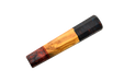 The Made in Turkey Custom Wa-Handle #621 - 140mm (Standard) features three sections: reddish-brown wood, a light olive wood handle with natural grain, and dark marbled resin—all smoothly polished and displayed on a white background.