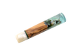 The Custom Wa-Handle #627 - 140mm (Standard) by Made in Turkey features olive wood, resin, and white translucent materials in a sleek cylindrical design, displayed against a white background.