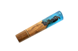 The Custom Wa-Handle #631 - 142mm (Standard) by Made in Turkey features a handcrafted wooden base, a blue resin upper section with embedded dark wood—evoking the look of a custom knife handle. Shown against a plain white background.