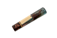 The Made in Turkey Custom Wa-Handle #637 - 139mm (Standard) features handcrafted maple wood and clear blue resin in a smooth cylindrical shape, showcasing striking wood grain patterns that blend elegantly with the resin.