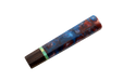 The Custom Wa-Handle #640 (144mm, Made in Turkey) features a rectangular Wenge wood end, a thin green stripe, and a body of swirling blue and red epoxy resin, displayed on a plain white background.