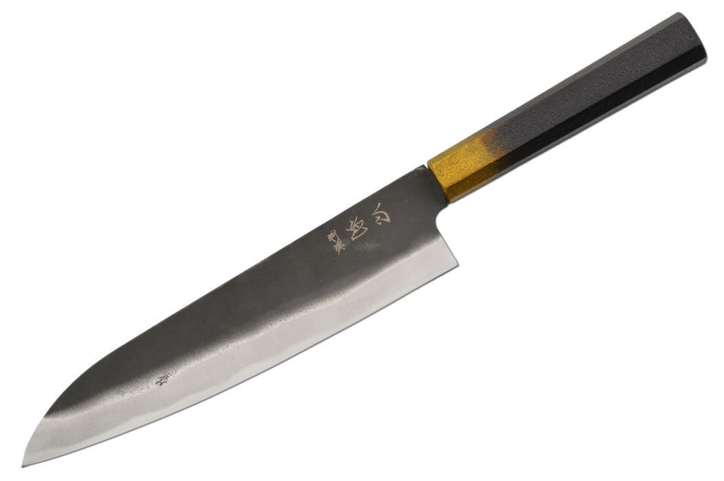 Aokitae Blue 2 Lacquered Black Sand-Finish Kurouchi Gyuto 220mm