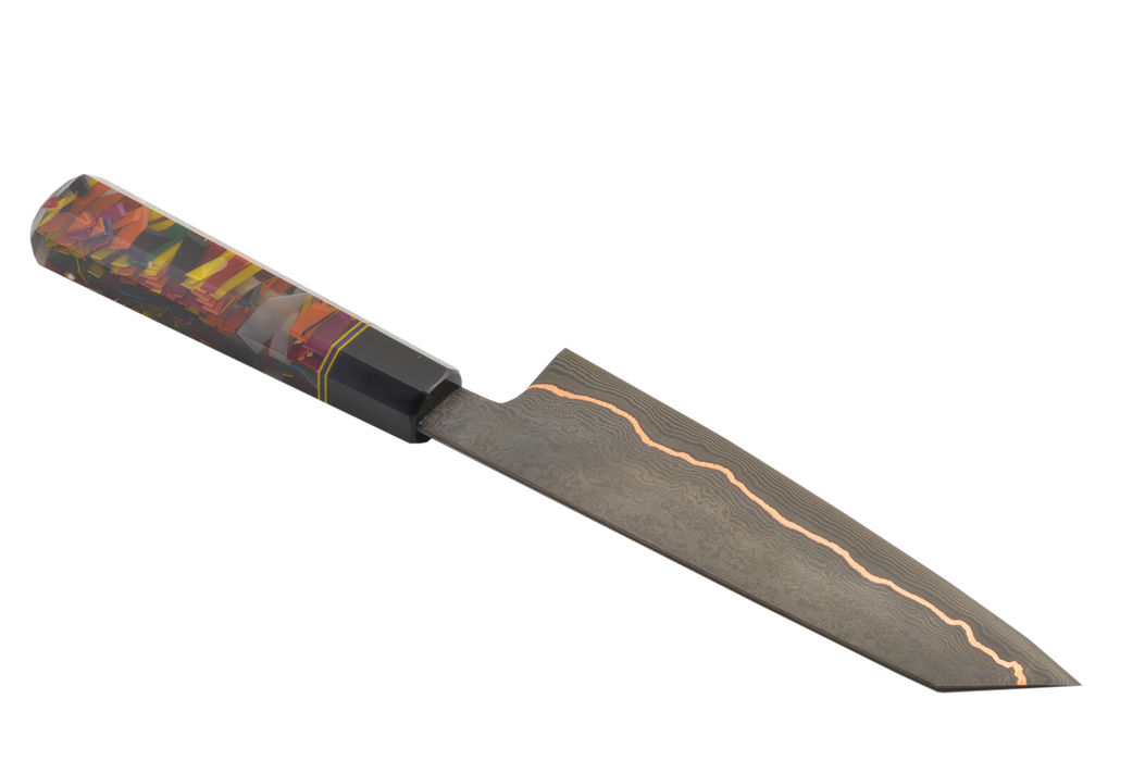 Black Damascus Copper Custom Honesuki Petty 150mm