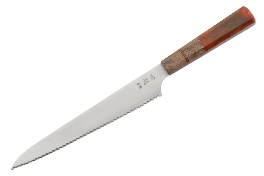 Hatsukokoro 1K6 Custom Red Epoxy Bread Knife 240mm