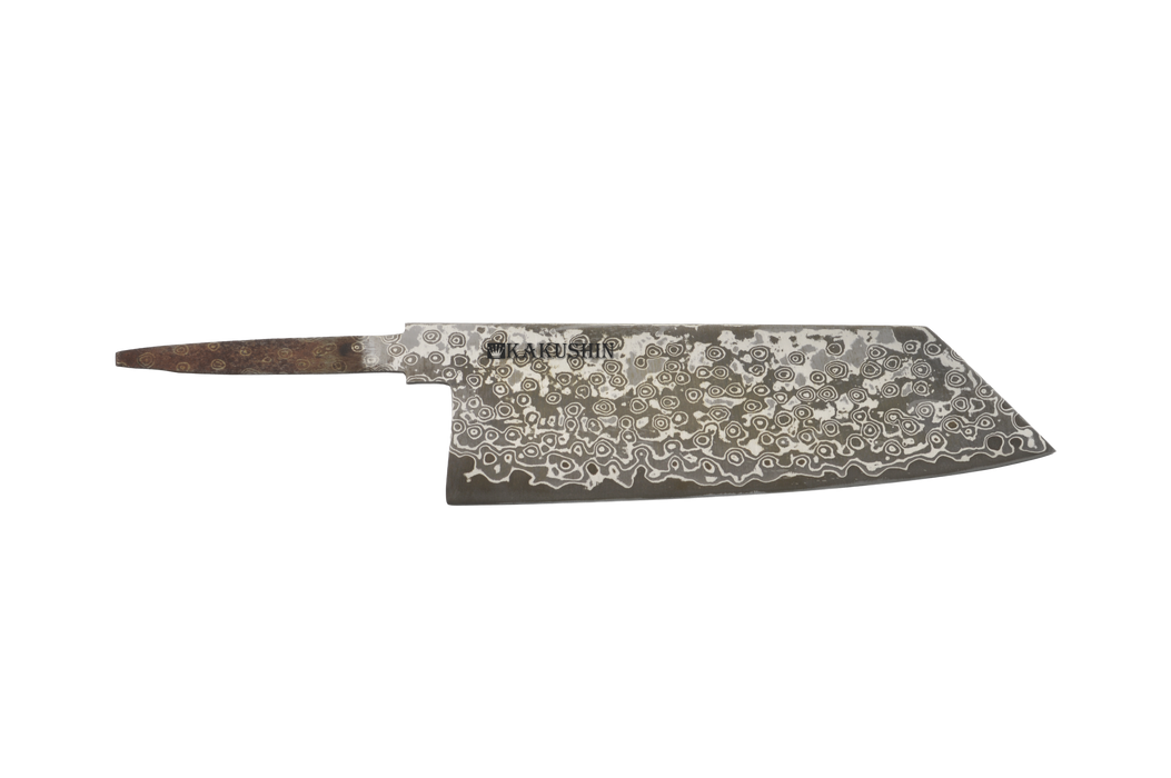 Nickel Rain-Drop Damascus 52100 Tall-Bunka 180mm (Blade Only)