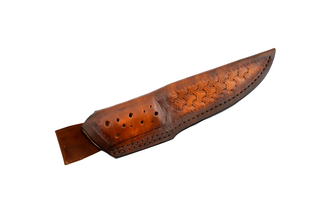 Custom Damascus 52100 Stabilized Burl Hunting Knife 145mm
