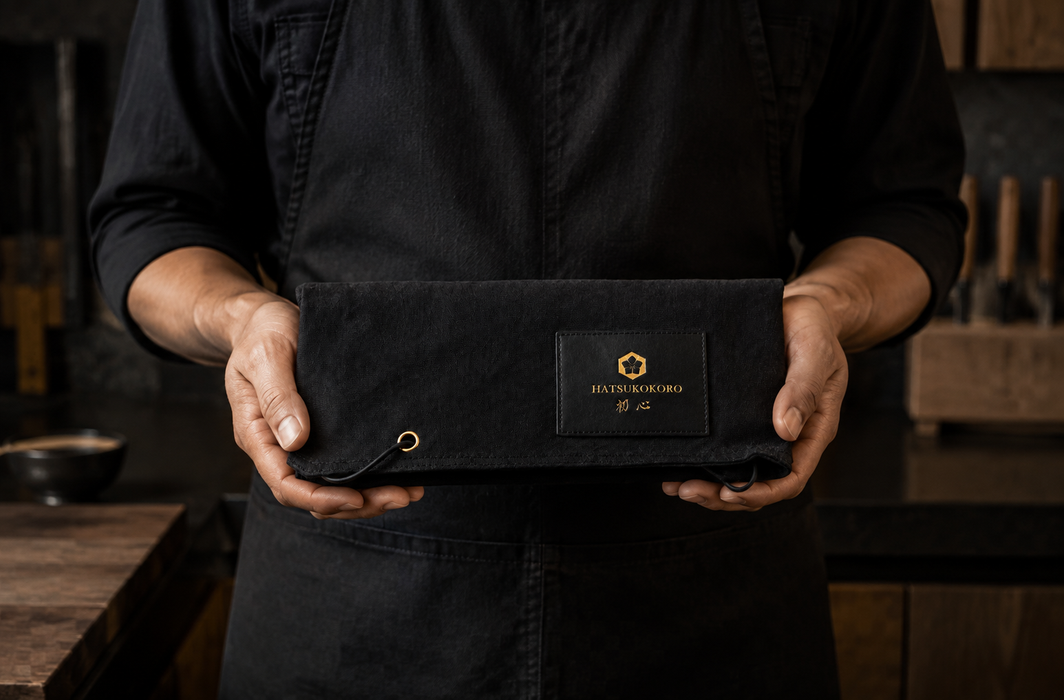 Hatsukokoro Black Waxed Canvas Knife Roll (5 Slots)