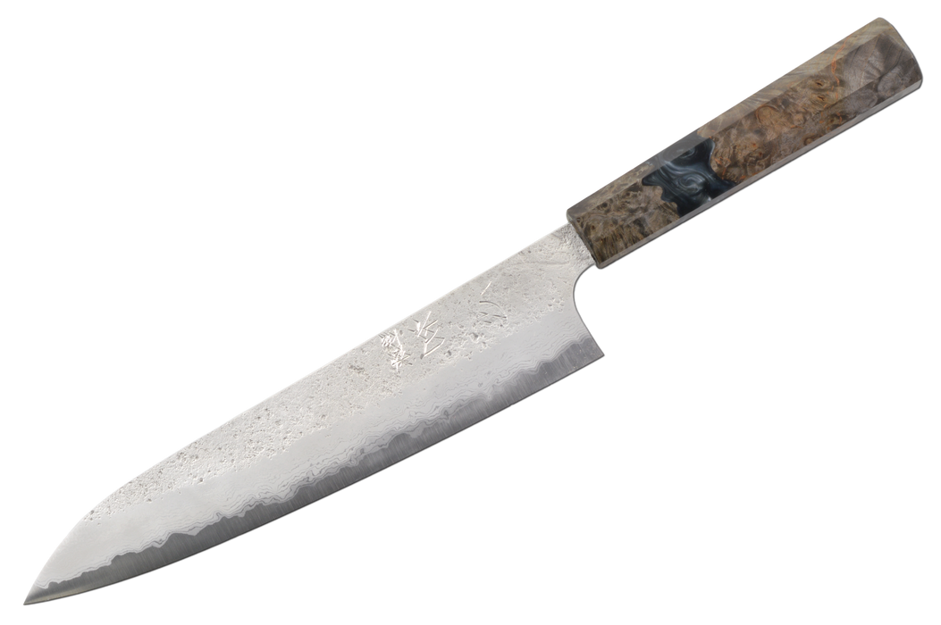 Hatsukokoro Ryusui AO2 Damascus Stab Epoxy Gyuto 240mm