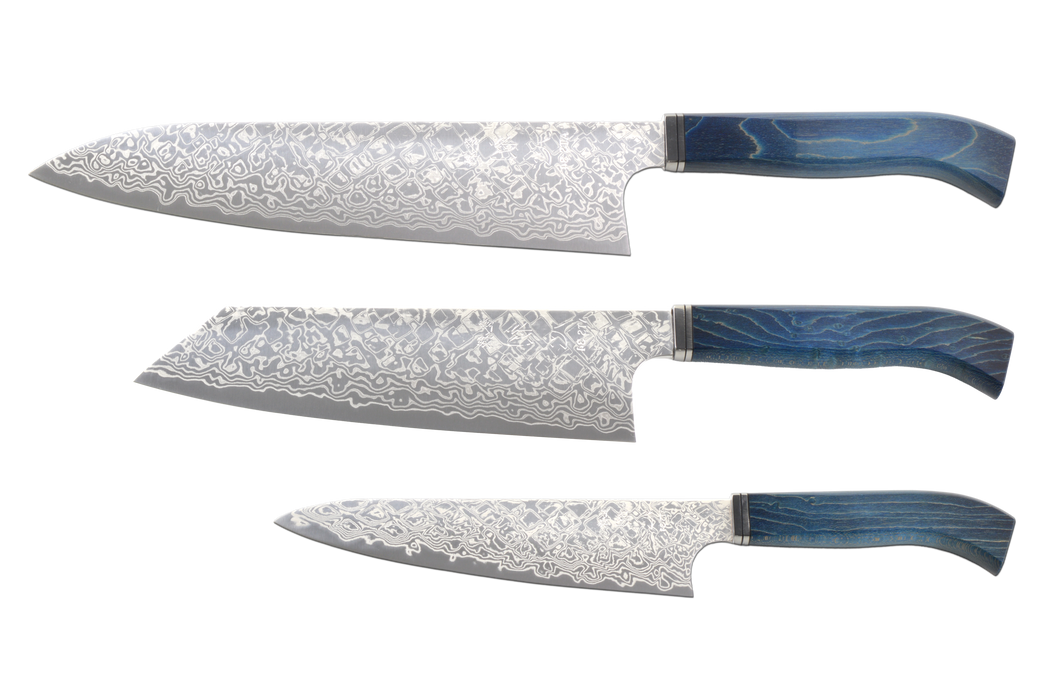 Ginga ATS-34 Nickel Damascus Western Wa- 3-Pcs Knife Set