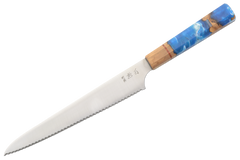 Hatsukokoro 1K6 Custom Blue Epoxy Bread Knife 240mm