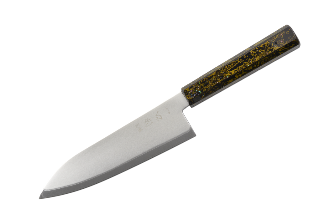 Hatsukokoro Kaijin Blue 2 Epoxy Spirkle Santoku 180mm