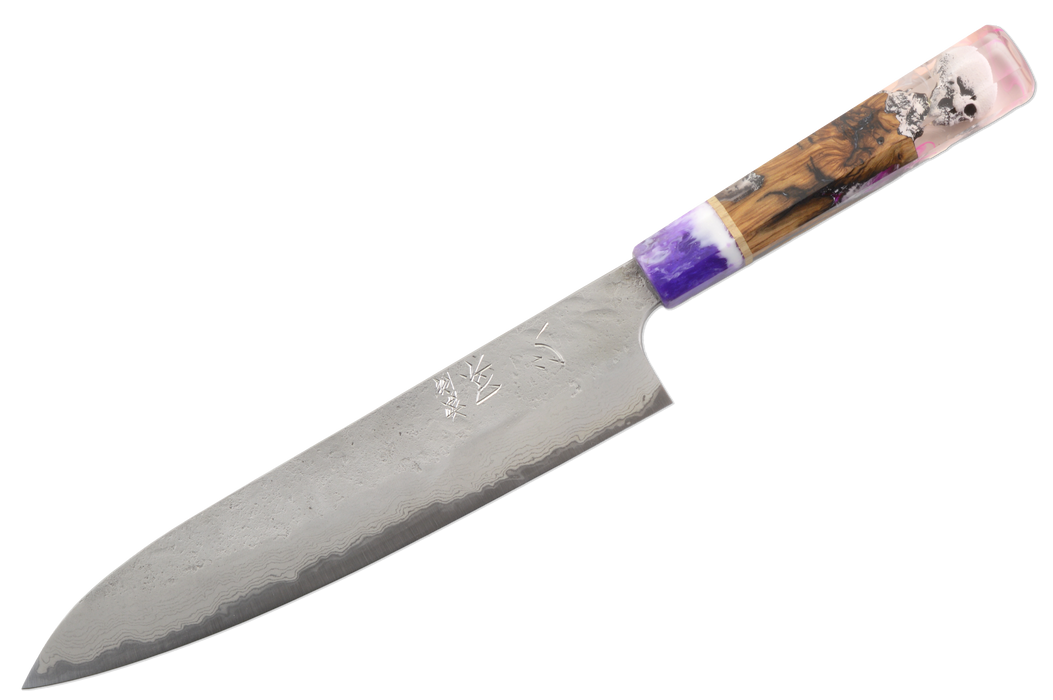 Hatsukokoro Ryusui AO2 Damascus Custom Skull Gyuto 240mm
