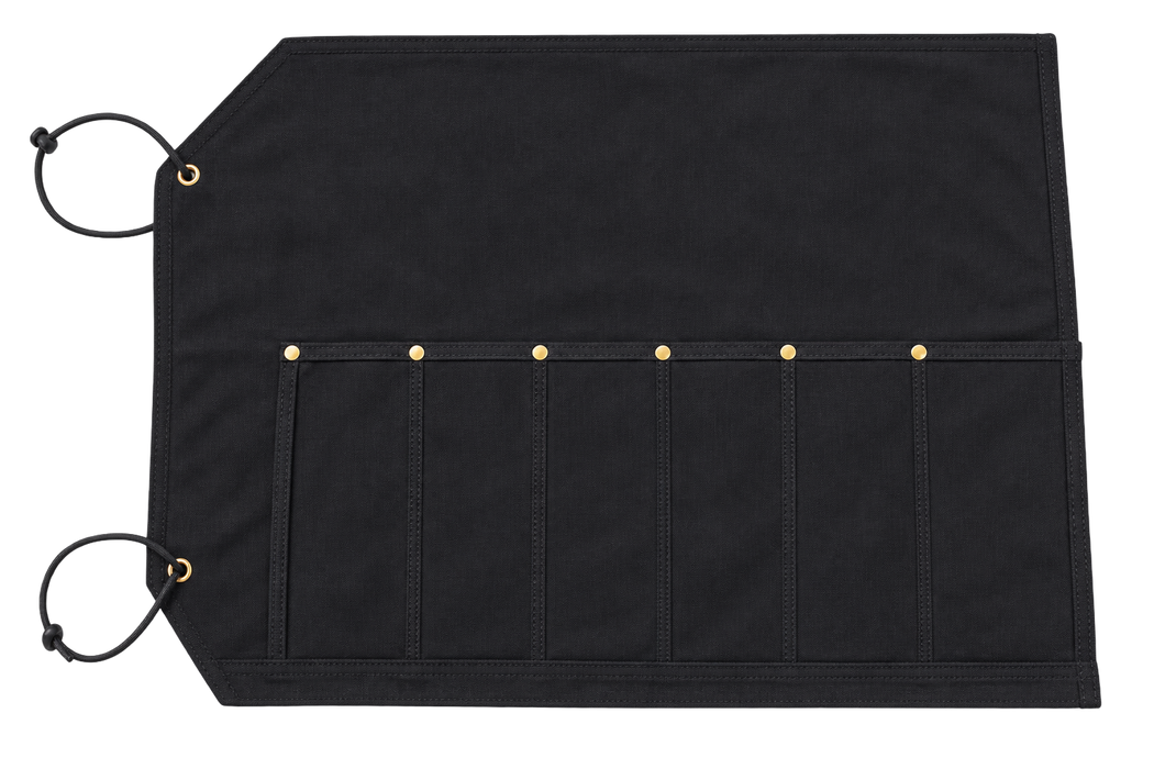 Hatsukokoro Black Waxed Canvas Knife Roll (5 Slots)