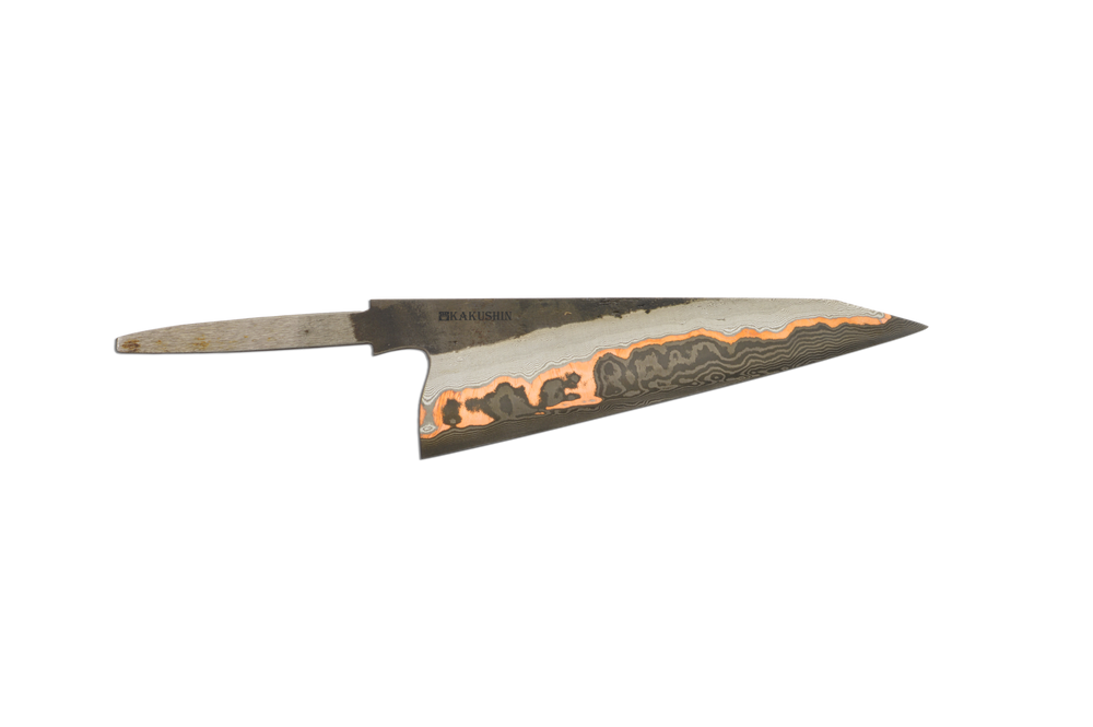 Black Damascus Copper Ko-Kiritsuke 170mm (Blade Only)