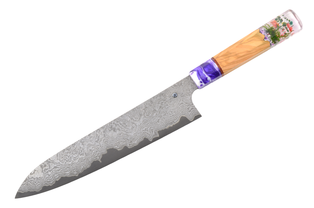 MONΛRK x Hatsukokoro XEOS Shinogi Custom Floral Damascus Gyuto 240mm