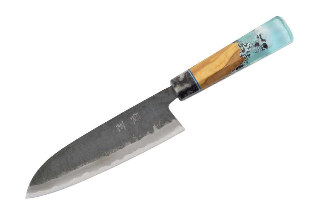 Shinka AO2 Kurouchi Skull Custom Santoku 165mm