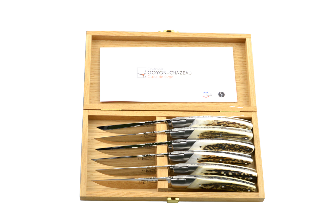 Le Thiers Pirou Prestige Dear Horn Steak Knives Set 112mm