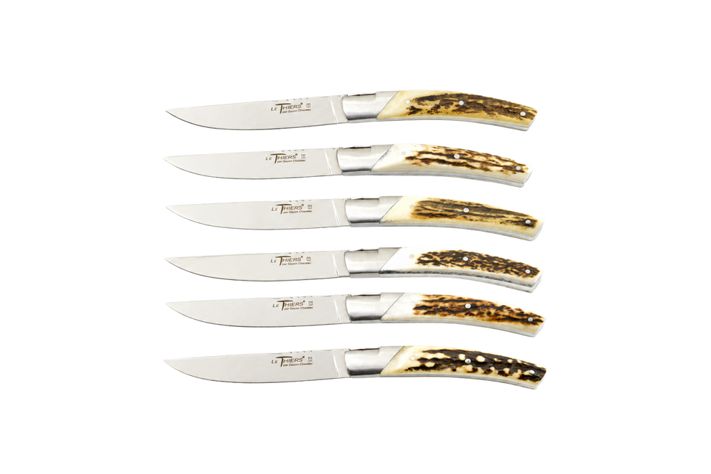 Le Thiers Pirou Prestige Dear Horn Steak Knives Set 112mm