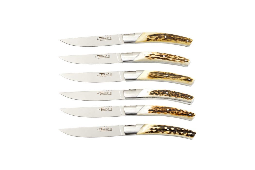 Le Thiers Pirou Prestige Dear Horn Steak Knives Set 112mm