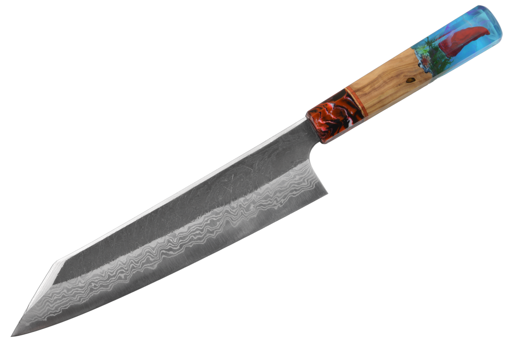 Yorokobi SP SLD BLAST Damascus Chili Pepper Kiritsuke 240mm