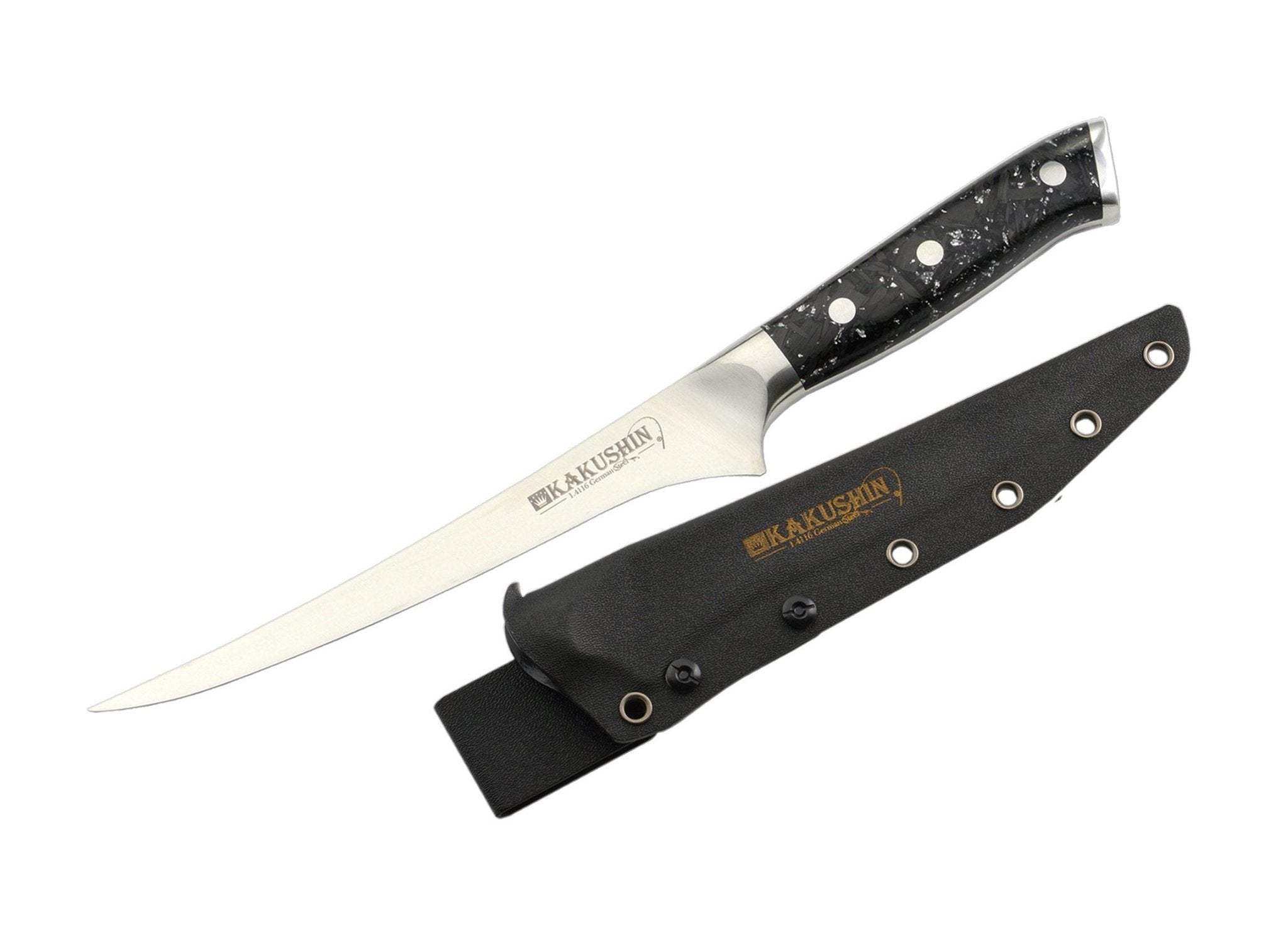 SkyFox Couteau à Filet De Pêche Premium 20cm - Acier Inoxydable 4416 Tranchant, Couteau De Cuisine Et Survie Avec Gaine, Manche Ergonomique Pour Pêcheurs Et Chasseurs