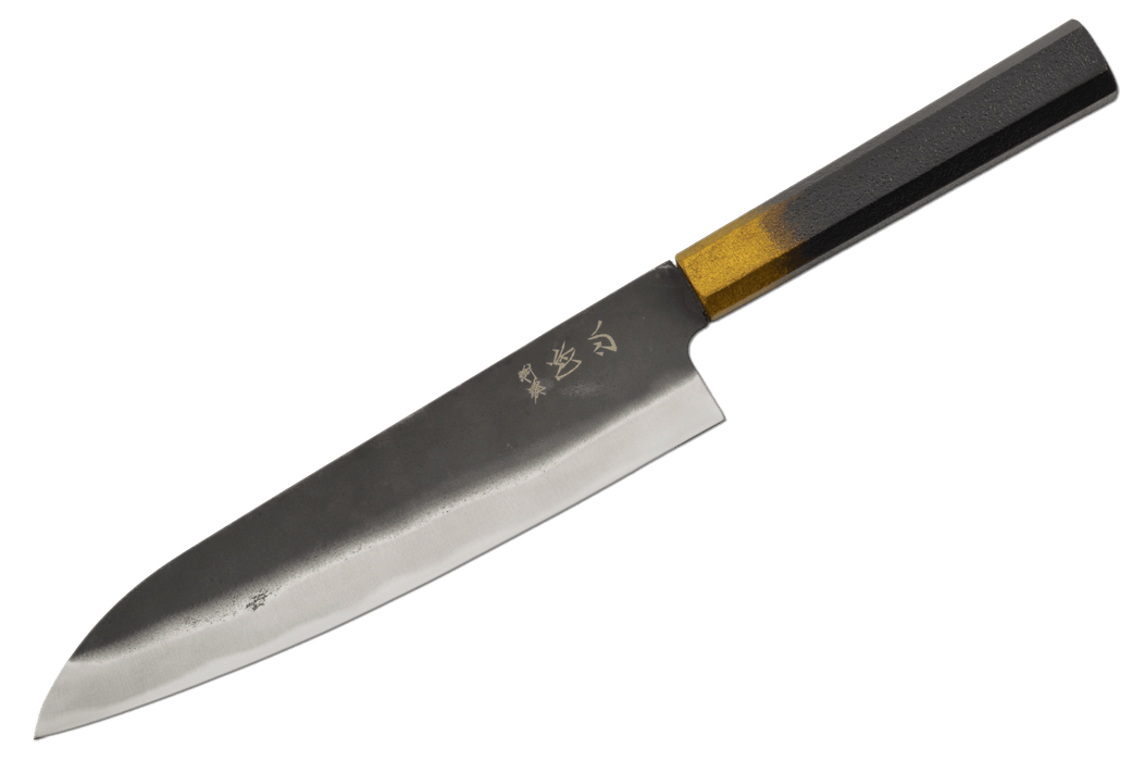 Aokitae Blue 2 Lacquered Black Sand-Finish Kurouchi Gyuto 220mm - Kakushin