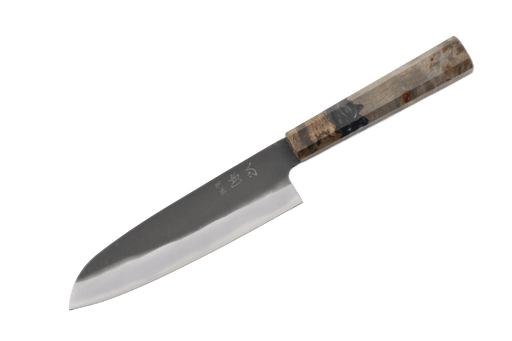 Aokitae Blue 2 Stab Epoxy Kurouchi Santoku 180mm - Kakushin