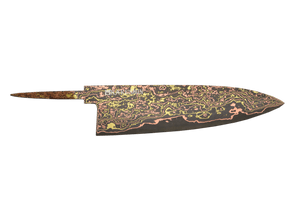 Black Damascus Bronze / Copper Xoay 52100 Gyuto 210mm (Blade Only)