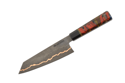 Black Damascus Copper Custom Honesuki Petty 150mm - Kakushin