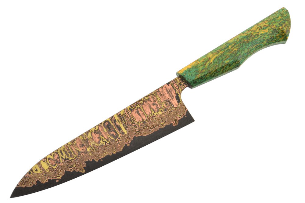 Copper Bronze 52100 Damascus Custom #743 Gyuto 210mm