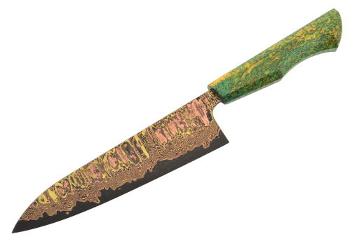 Copper Bronze 52100 Damascus Custom #743 Gyuto 210mm - Kakushin