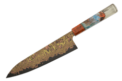 Copper Bronze 52100 Damascus Custom Pine Cone Gyuto 210mm