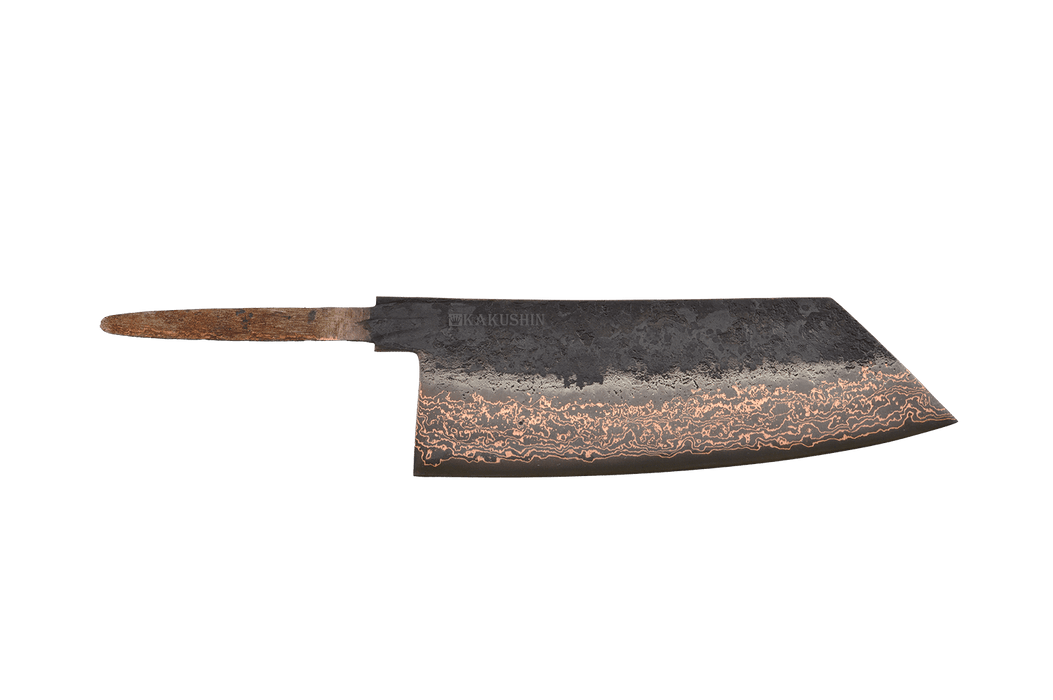 Copper Damascus 2.0 Kurouchi 52100 Tall - Bunka 180mm (Blade Only) - Kakushin