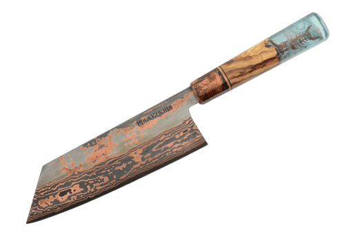 Copper Damascus 52100 S-Grind Skeletal Tall-Bunka 180mm - Kakushin