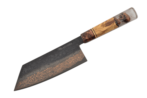 Copper Damascus Kurouchi Bronze Skull 2.0 52100 Bunka 180mm - Kakushin