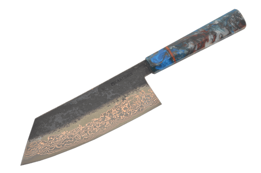 Copper Damascus Kurouchi Epoxy 52100 Bunka 180mm - Kakushin