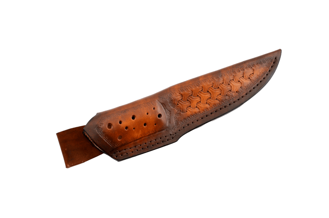 Custom Damascus 52100 Stabilized Burl Hunting Knife 145mm - Kakushin