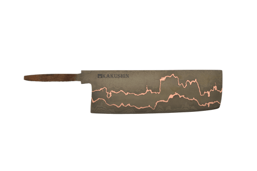 Dual Copper ECG - Style Damascus 52100 Tall - Nakiri 180mm (Blade Only) - Kakushin