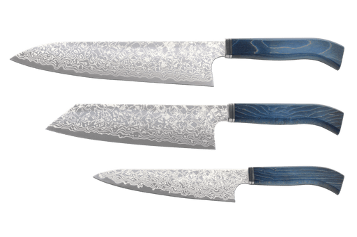 Ginga ATS-34 Nickel Damascus Western Wa- 3-Pcs Knife Set - Kakushin