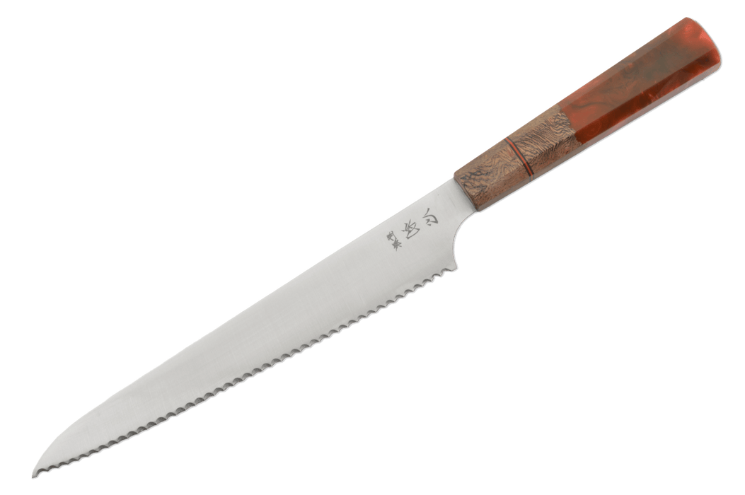 Hatsukokoro 1K6 Custom Red Epoxy Bread Knife 240mm - Kakushin