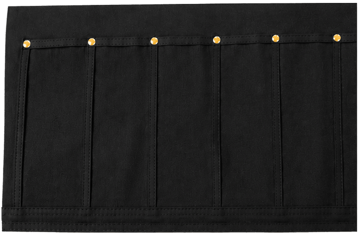 Hatsukokoro Black Waxed Canvas Knife Roll (5 Slots) - Kakushin