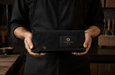 Hatsukokoro Black Waxed Canvas Knife Roll (5 Slots) - Kakushin