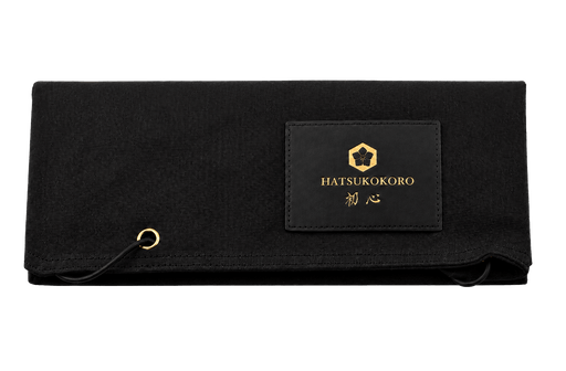 Hatsukokoro Black Waxed Canvas Knife Roll (5 Slots) - Kakushin