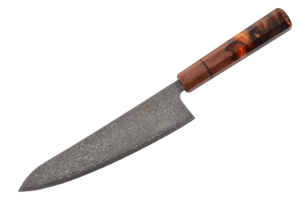 Hatsukokoro Hikari Damascus SLD Custom Epoxy Gyuto 210mm - Kakushin